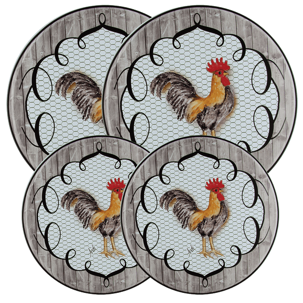 5133 4-Pack "On a Roost"© Andi Metz Round Burner Covers