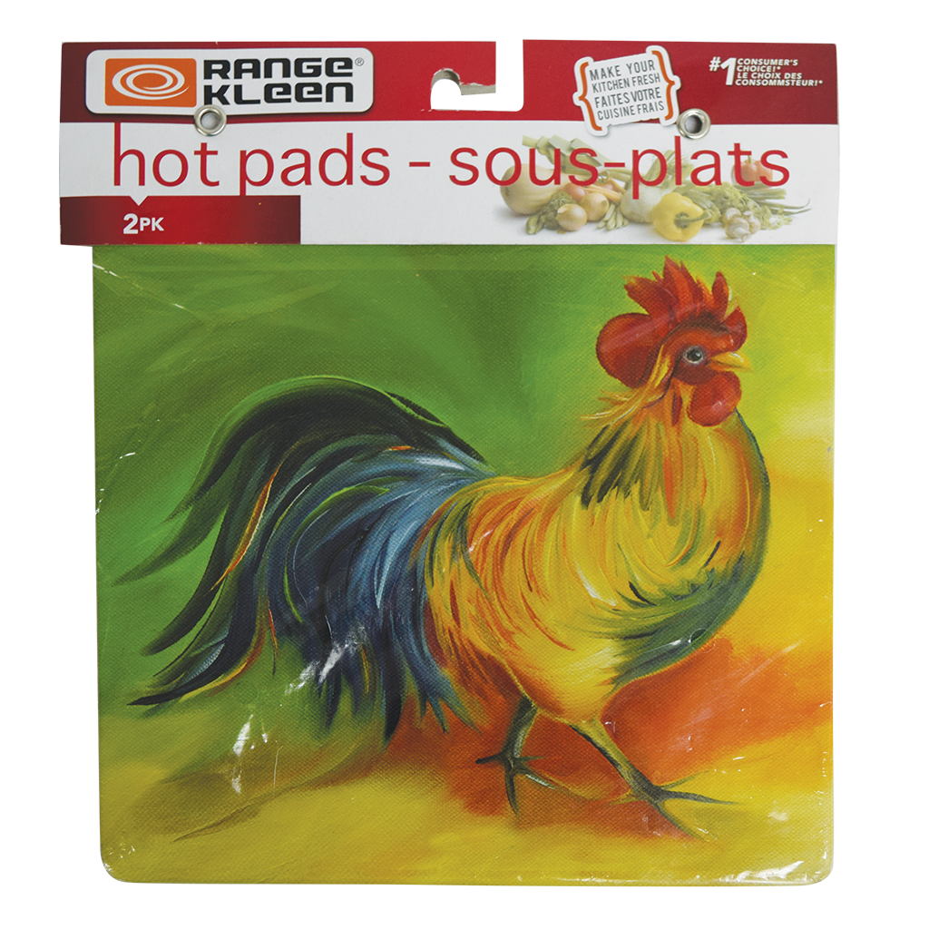 HP77ATV 2 Pack Licensed Hot Pad Set Rooster Doodledoo by Amy Hautman   FINAL SALE