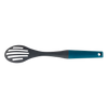 Taste of Home Nylon Slotted Spoon with Sea Green handle and Ash Gray head, back view on white background