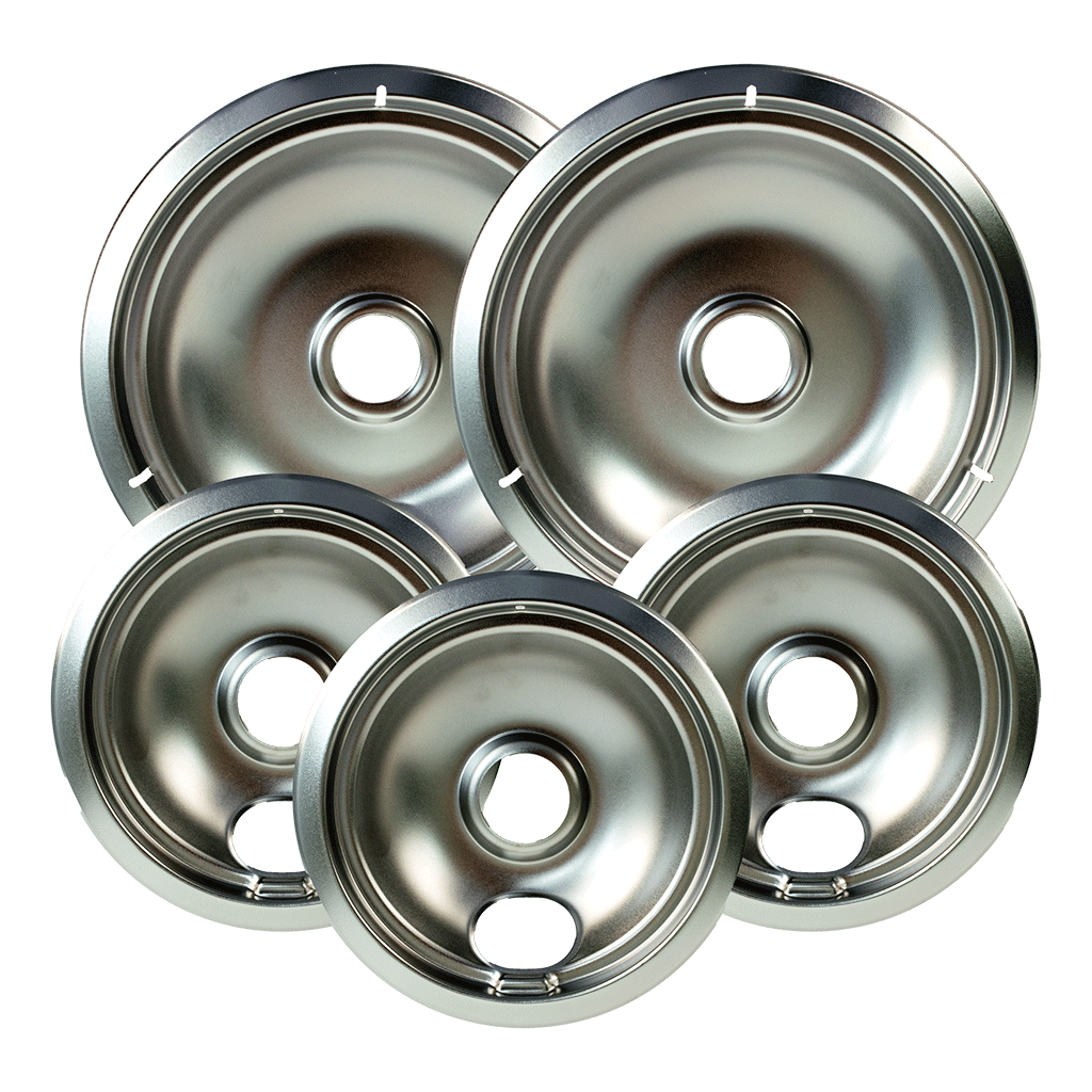 20125 5-Pack Universal Fit Chrome Plated Drip Bowls for Plug-In Electric Range