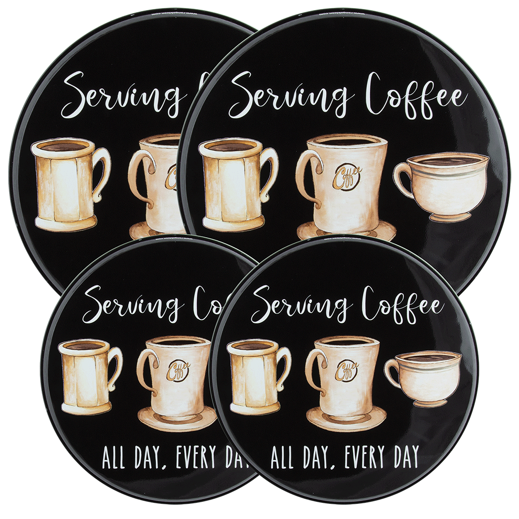 5131 4-Pack "Coffee All Day" © Elizabeth Medley Round Burner Covers
