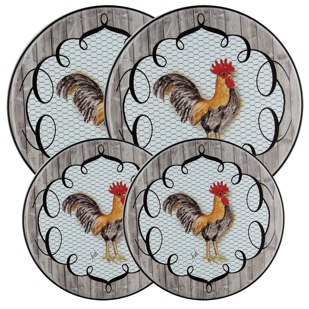 5133 4-Pack "On a Roost"© Andi Metz Round Burner Covers