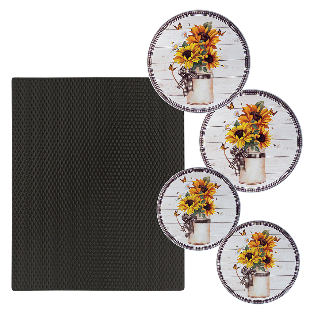 SM1720BL5136 5 Piece Set: 17 x 20-Inch Black Matte Counter Mat and 4-Pack Garden Harvest Burner Covers
