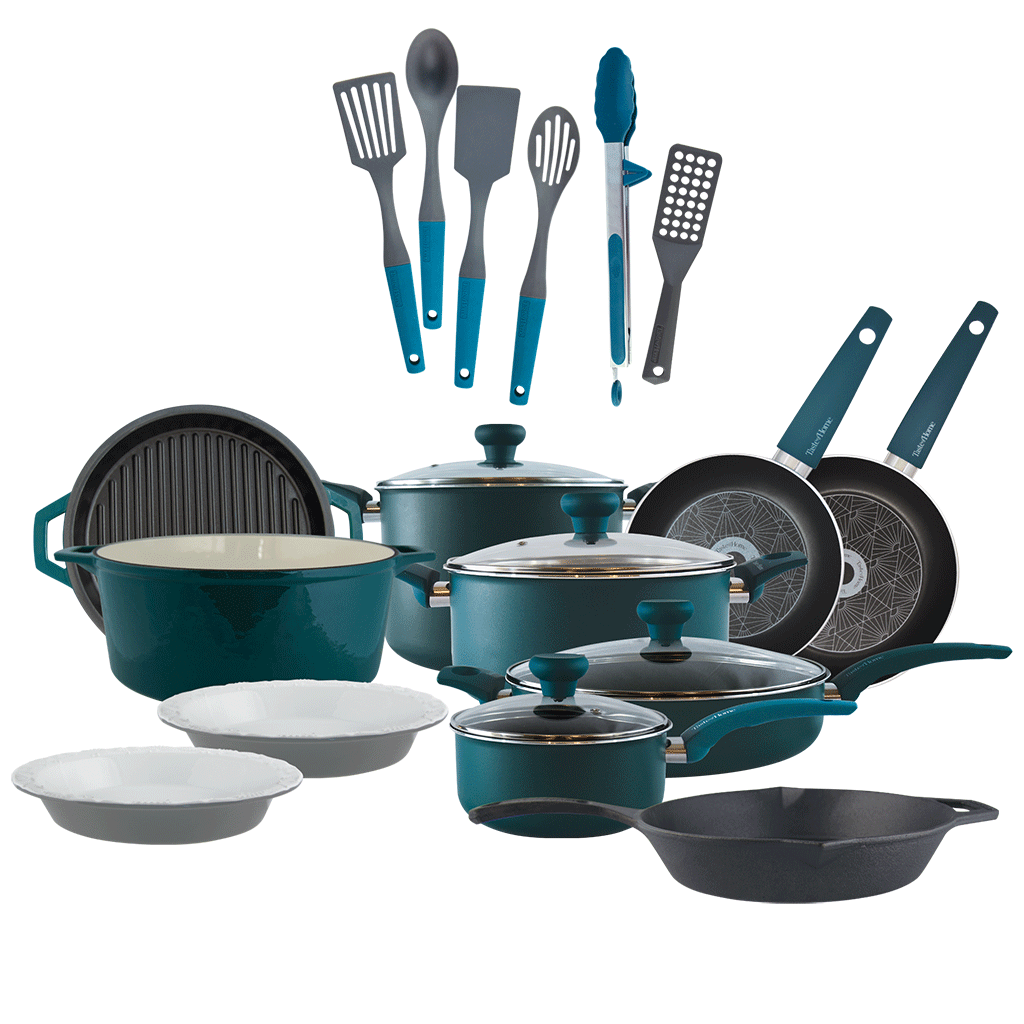 TOH22PIR Taste of Home 21-Piece Mega Mixed Cookware Set and Gadgets