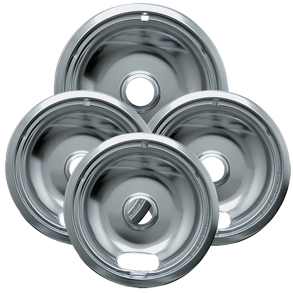 Photo of a 10124XZ - Style A 4 Pack Heavy Duty Chrome Drip Bowls - 3 Small/1 Large