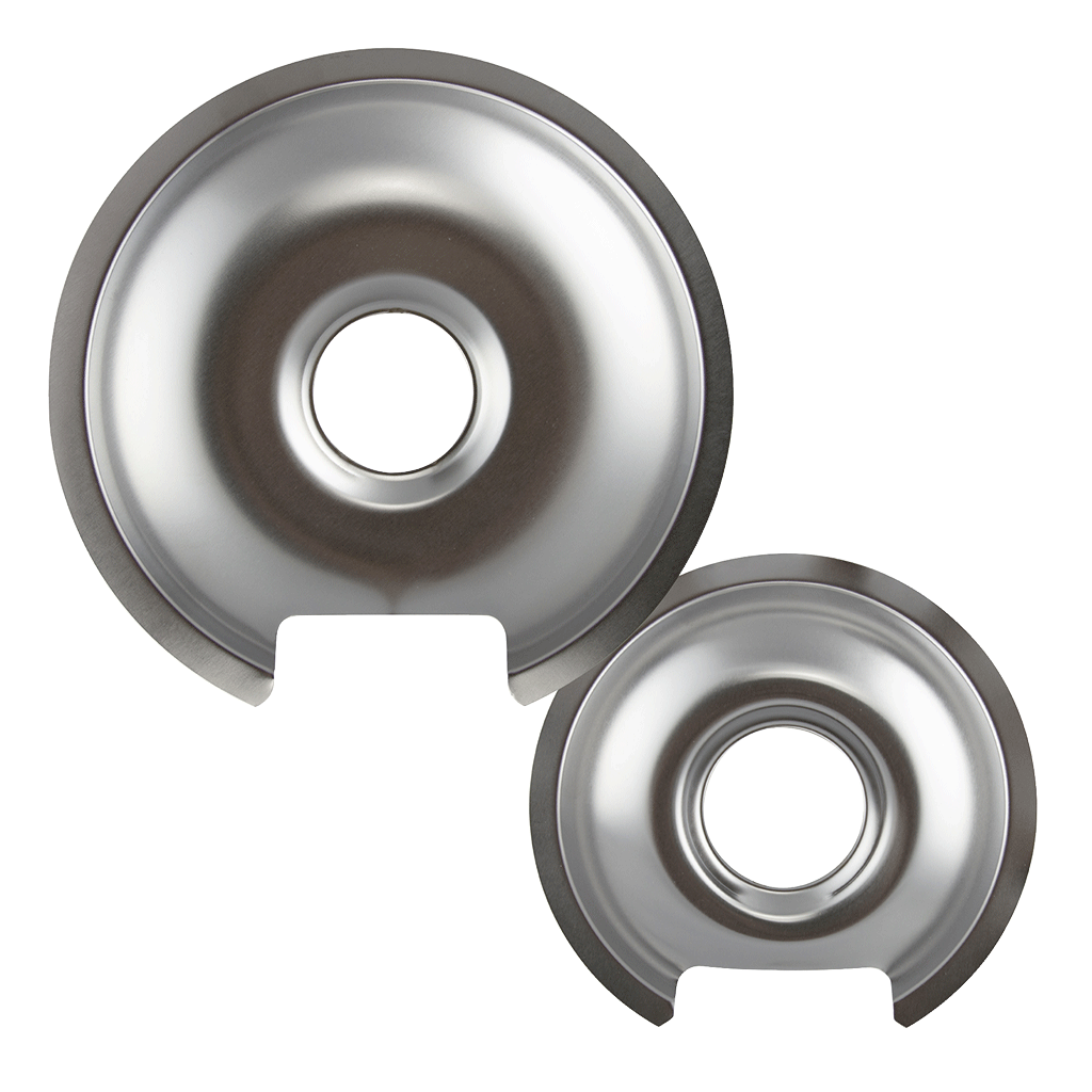 Range Kleen 6 and 8 Chrome Drip Pans - 2 pack