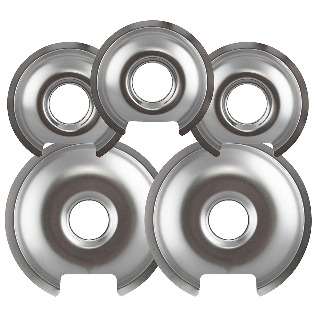 10565X Style D 5 Pack Heavy Duty Chrome Drip Pans Range Kleen