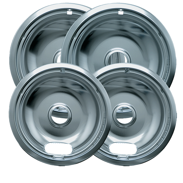 12564HX - Style A 4 Pack Economy Plated Drip Bowls 2 Small/2 Large