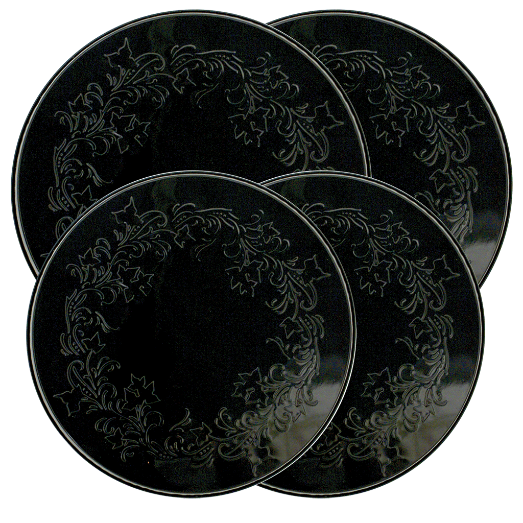 5056 Ivy Embossed Black 4 Pack Licensed Round Burner Cover Set by Joanne Fink