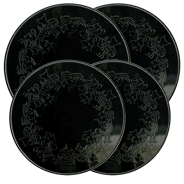 5056 Ivy Embossed Black 4 Pack Licensed Round Burner Cover Set by Joanne Fink