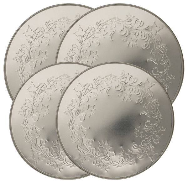 5058 Ivy Embossed Silver 4 Pack Licensed Round Burner Cover Set by Joanne Fink