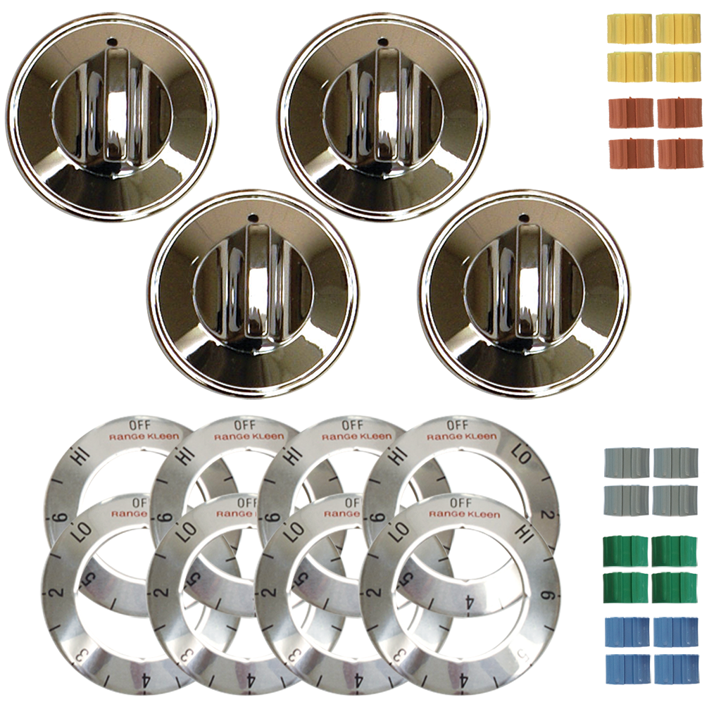 8124 Universal 4 Pack Chrome Replacement Knob Kit Electric Stove