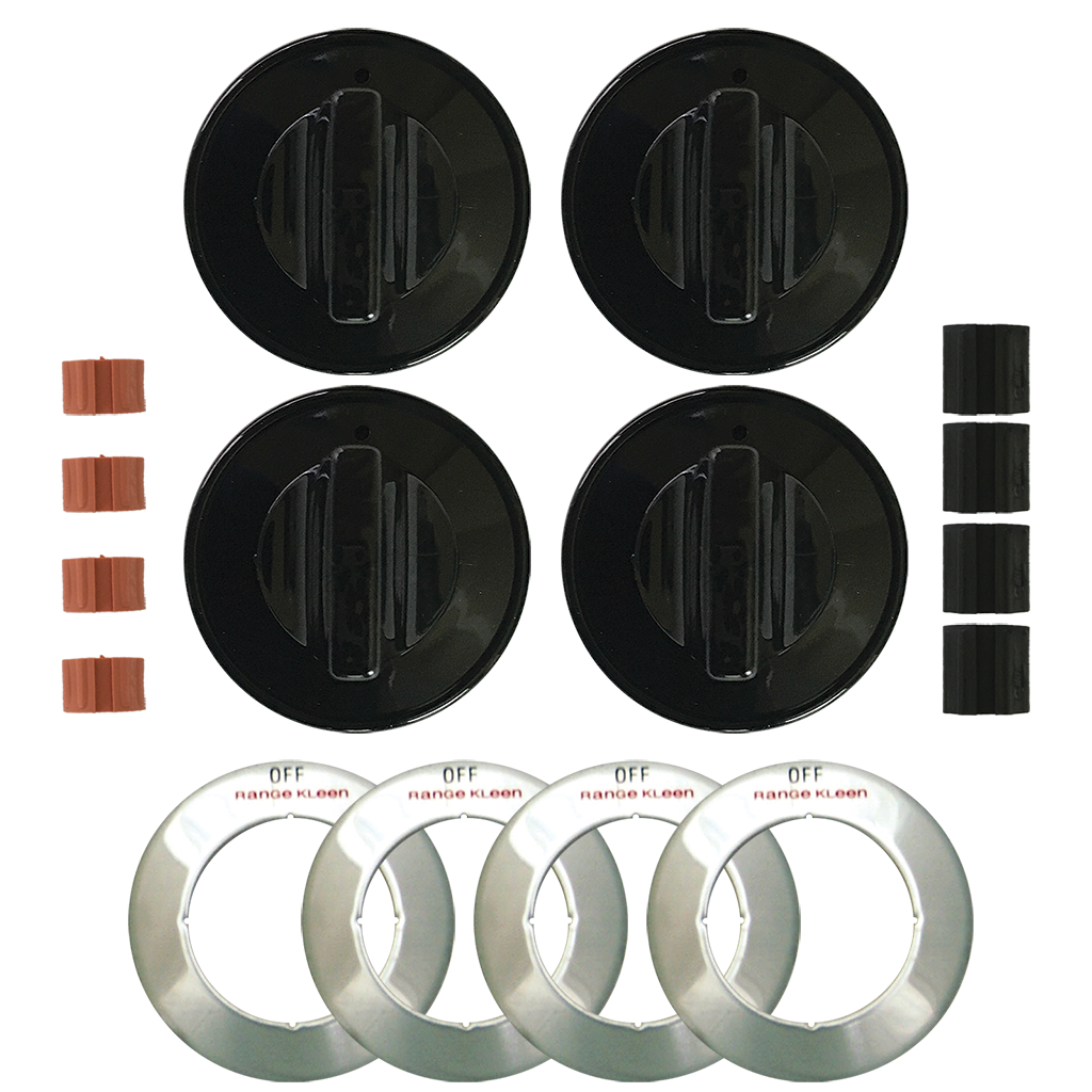 8214 Universal 4 Pack Black Replacement Knob Kit Gas Stove