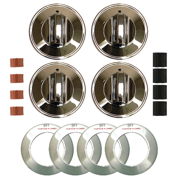 8224 Universal 4 Pack Chrome Replacement Knob Kit Gas Stove