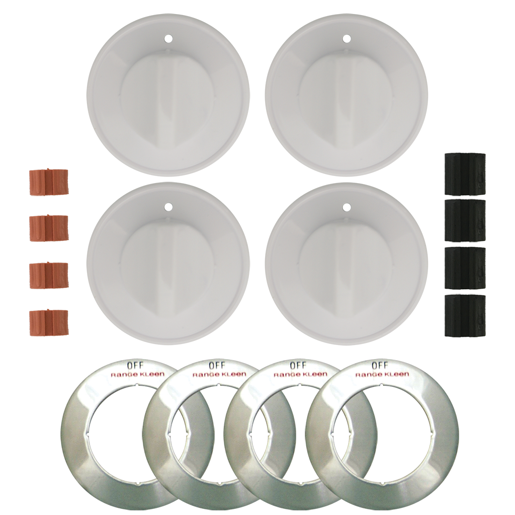 8234 Universal 4-Pack White Replacement Knob Kit Gas Stove  Range Kleen