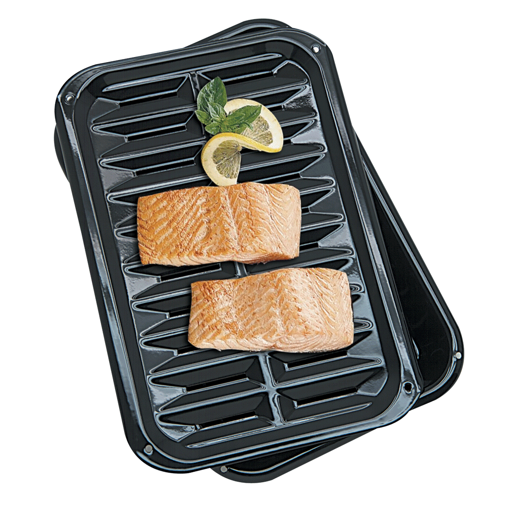 Range Kleen BP100 Porcelain Broiler Pan with Chrome Grill, 2-piece , 16.5  inches