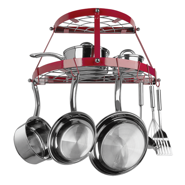 CW6003 Red Enameled Double Shelf Wall Mounted Pot Rack Range Kleen