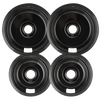 P109104XH Style F 4 Pack Heavy Duty Black Porcelain Drip Pans Range Kleen