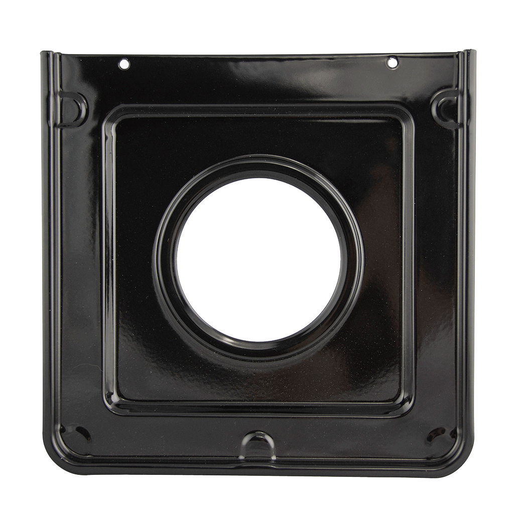 P401 Style J 9.125 x 9.3125 Inch Square Heavy Duty Black Porcelain Drip Pan Range Kleen