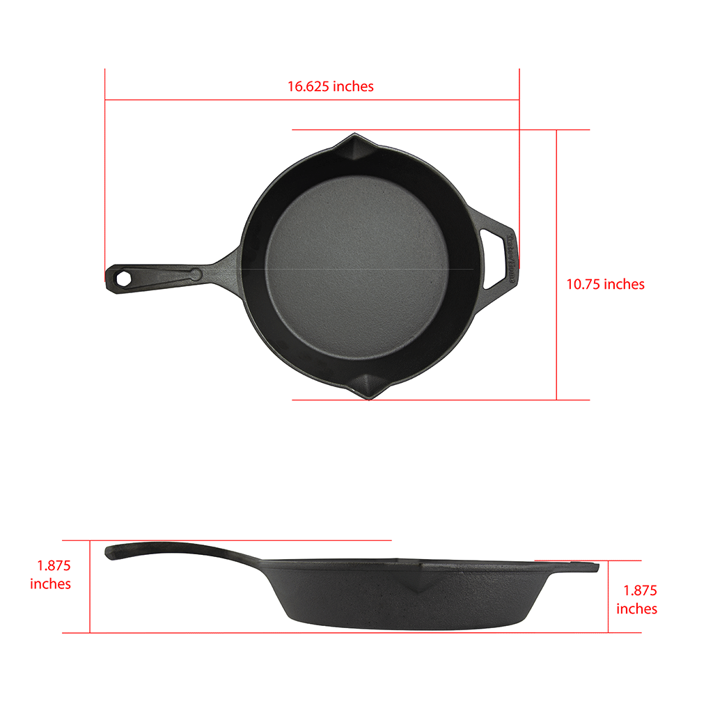 Commercial CHEF 15-inch Pre-seasoned Cast Iron Skillet