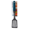Taste of Home Nylon Slotted Turner with Ash Gray head, Sea Green handle, in Packaging, front view with white background 