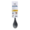 Taste of Home Nylon Spoon featuring Ash Gray head, Sea Green Handle, in packaging, back view on white background